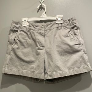 J.Crew, broken and boyfriend shorts size 4. Women’s light gray shorts.